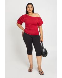 Boohoo - Plus Off The Shoulder Ruched T-Shirt - Lyst
