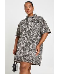 Boohoo - Plus Print Short Sleeve Denim Dress - Lyst