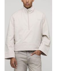 BoohooMAN - Oversized Boxy Fit Quarter Zip Collared Mac - Lyst