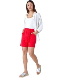 Roman - Textured Elastic Tie Waist Cotton Shorts - Lyst