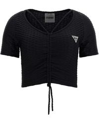 Guess - T-Shirt Met Origineel Logo En Dreieck-Print - Lyst