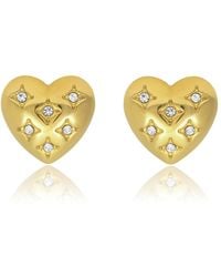 The Jewellery Stockroom - Plated Stainless Steel Cz Heart Stud Earrings - Lyst
