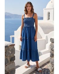 Roman - Petite Shirred Tiered Dress - Lyst