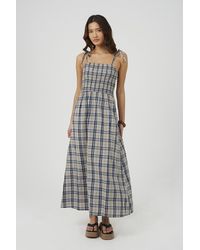 Brave Soul - Checked Strappy Smock Midi Dress - Lyst