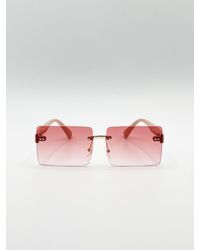 SVNX - Square Frameless Sunglasses With And Yelllow Ombre Lens Metal - Lyst