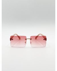 SVNX - Square Frameless Sunglasses With And Yelllow Ombre Lens Metal - Lyst