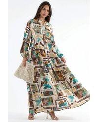 Hiccup - V-Neck Patterned Maxi Dress - Lyst