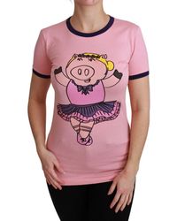 Dolce & Gabbana - Dolce Gabbana Year Of The Pig Top Cotton T-shirt - Lyst