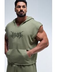 BoohooMAN - Active Boxy Sleeveless Hoodie V Neck - Lyst