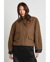 Boohoo - Oversized Check Wool Look Bomber Jacket - Lyst