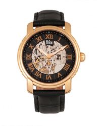 Reign - Kahn Automatic Skeleton Leather-Band Watch - Lyst