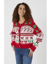 Brave Soul - Festive Jacquard Knit Christmas Cardigan - Lyst