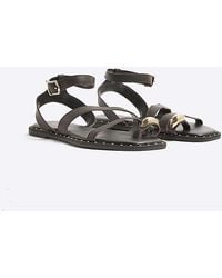 River Island - Sandals Studded Toe Clip Leather Shoes - Lyst