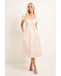 Wallis - Petite Jacquard Seam Detail Midi Dress - Lyst