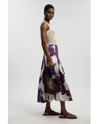 Karen Millen - Graphic Cotton Sateen Woven Skirt Viscose - Lyst