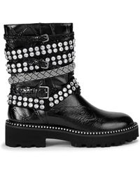 Kurt Geiger - Leather Multi Strap Flat Boots - Lyst