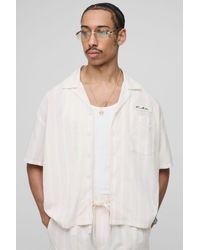BoohooMAN - Oversized Boxy Linen Look Stripe Pocket Detail Shirt - Lyst
