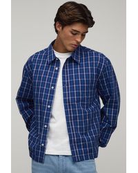 BoohooMAN - Oversized Boxy Midi Grid Long Sleeve Check Shirt - Lyst