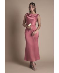 Oasis - Cowl Neck Open Back Midi Bridesmaid Dress - Lyst