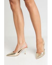 Boohoo - Wide Fit Slingback Box Pointed Court Shoes - Lyst