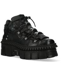 New Rock - Leather Ankle Goth Boots-Wall106-S13 - Lyst