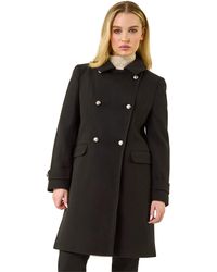 Roman - Petite Double Breasted Military Coat - Lyst