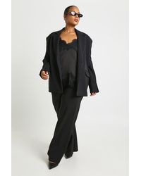Boohoo - Plus Drawstring Woven Wide Leg Trousers - Lyst