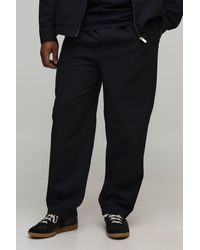 BoohooMAN - Plus Textured Woven Seersucker Jogger Waist Tapered Trousers - Lyst