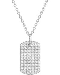 SEOL + GOLD - Sterling Cz Dog Tag Pendant - Lyst
