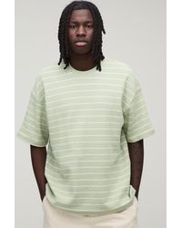 BoohooMAN - Oversized Striped Short Sleeve Waffle T-Shirt - Lyst