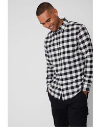 Threadbare - Black 'luca' Cotton Long Sleeve Check Shirt - Lyst