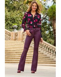 Sosandar - Wine Coated Kick Flare Jeans - Lyst