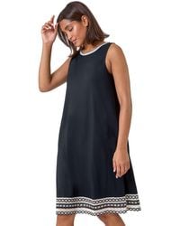 Roman - Embroidered Trim Stretch Jersey Shift Dress - Lyst