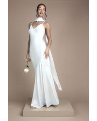 Oasis - Strappy V Neck Maxi Wedding Dress With Scarf - Lyst