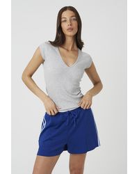 Brave Soul - Cap Sleeve V-Neck Fitted T-Shirt - Lyst