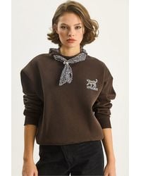 Bianco Lucci - Crew Neck Sweatshirt With Print Accessory - Lyst