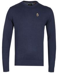 Luke 1977 - Gerald 3 Mid Marle Dark Merino Knit Sweater - Lyst
