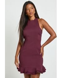 Boohoo - Halterneck Asymmetric Hem Mini Dress - Lyst