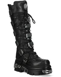New Rock - M-161-C10 Knee High Leather Spiked Gothic Boots - Lyst