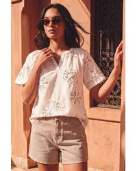Roman - Floral Embroidered Cotton Tunic Top - Lyst