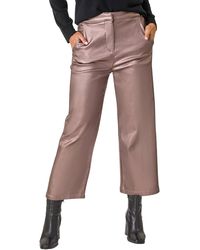 Roman - Coated Wide Leg Cropped Trouser - Lyst