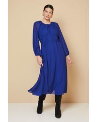 Wallis - Woven Tie Front Waist Detail Midi Dress - Lyst