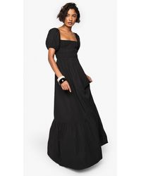 Boohoo - Tall Puff Sleeve Shirred Midaxi Dress - Lyst