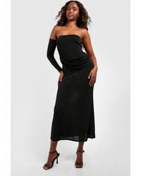 Boohoo - Wrap Ruched Acetate Slinky Maxi Dress - Lyst