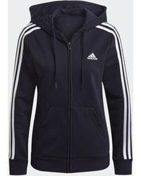 adidas - Essentials French Terry 3-Stripes Full-Zip Hoodie - Lyst