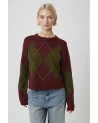 Brave Soul - Argyle Crew Neck Jumper - Lyst