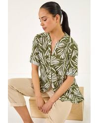 Roman - Petite Abstract Print Button Blouse - Lyst