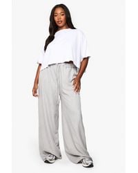 Boohoo - Plus Woven Drawstring Wide Leg Trouser - Lyst