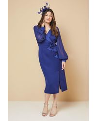 Wallis - Occasion Scuba Corsage Midi Dress - Lyst