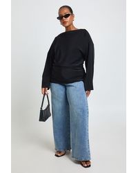 Boohoo - Plus Ruched Long Sleeve Blouse - Lyst